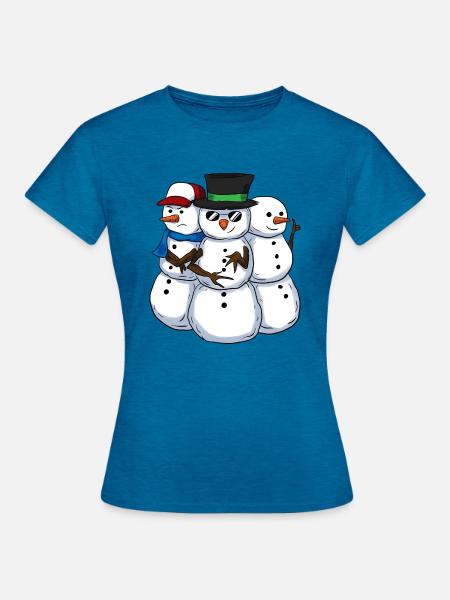 Cool Snowmans Coole Schneemänner - Frauen T-Shirt - Antikblaues Saphir meliert