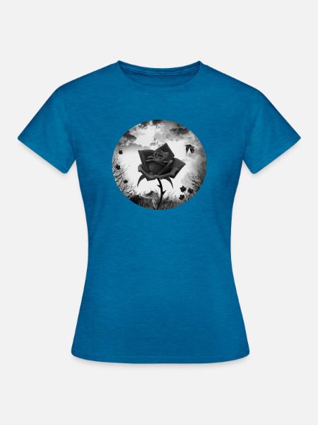 schwarze Rose Goth Gothic - Frauen T-Shirt - Antikblaues Saphir meliert
