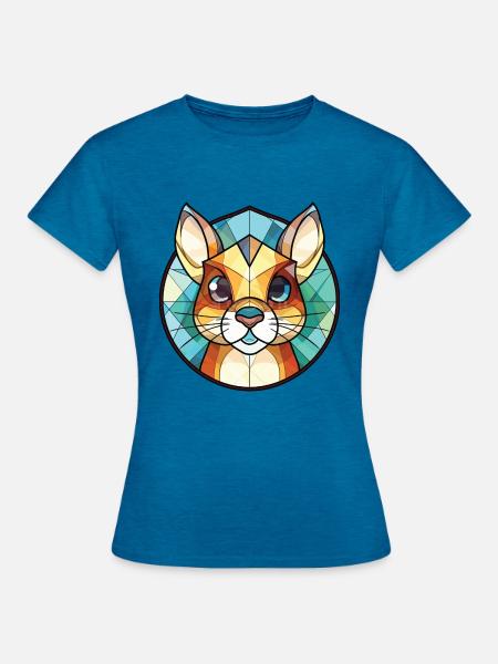 Chipmunk bunte Aquarell-Tierillustration - Frauen T-Shirt - Antikblaues Saphir meliert