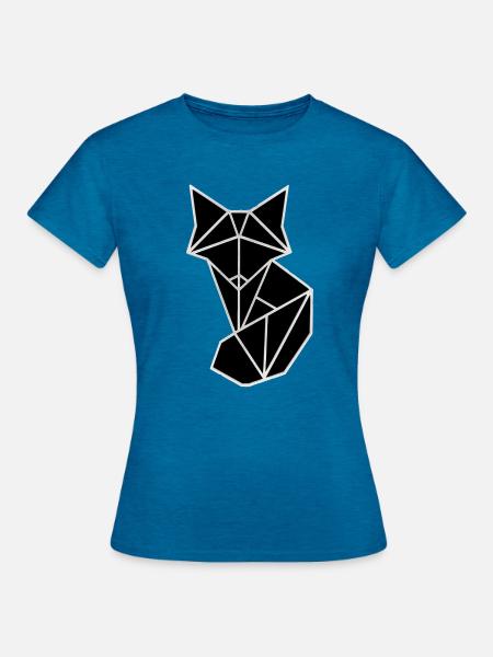 Fuchs Polygon - Frauen T-Shirt - Antikblaues Saphir meliert