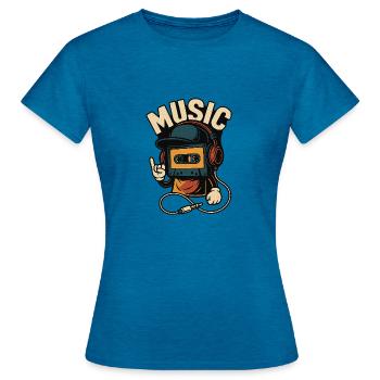 Musique - T-shirt Femme - bleu saphir antique chiné - Devant - AI Model Female 172 dark (172cm)