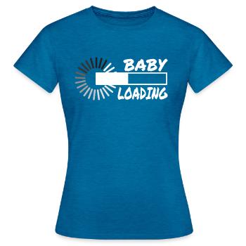 Baby Loading - Frauen T-Shirt - Antikblaues Saphir meliert - Vorne - AI Model Female 172 dark (172cm)