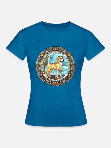 Chinesische kaiserliche Hunderasse Buntglas - Frauen T-Shirt - Antikblaues Saphir meliert