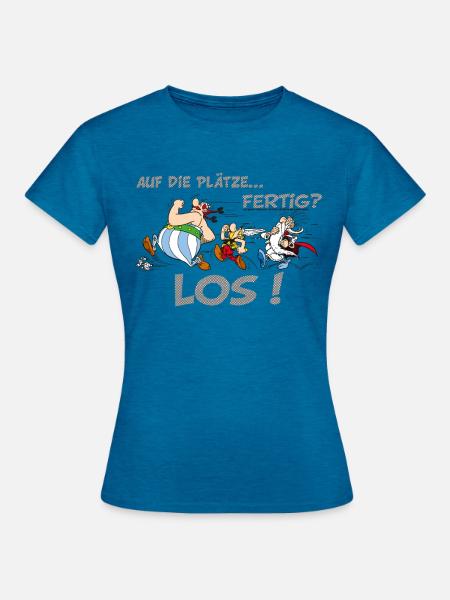 Asterix Obelix Auf die Plätze... Fertig? Los! - Frauen T-Shirt - Antikblaues Saphir meliert