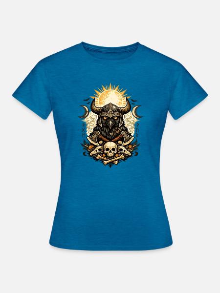 Rabenkrieger-Sonnenkranz - Frauen T-Shirt - Antikblaues Saphir meliert