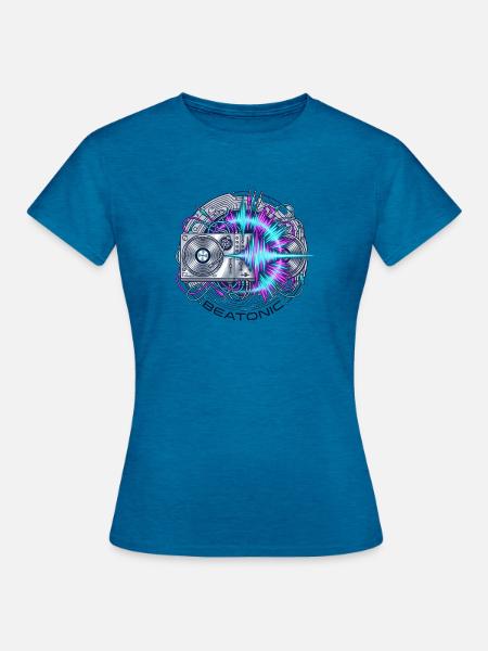 Beatronic Neon DJ Circuit - Frauen T-Shirt - Antikblaues Saphir meliert