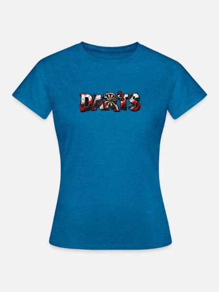 Darts Metallkunst Bullseye - Frauen T-Shirt - Antikblaues Saphir meliert