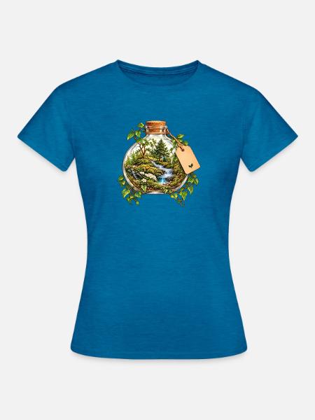 Waldlandschaft im Flaschenarrangement - Frauen T-Shirt - Antikblaues Saphir meliert
