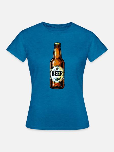 Bierflasche Retro-Design - Frauen T-Shirt - Antikblaues Saphir meliert