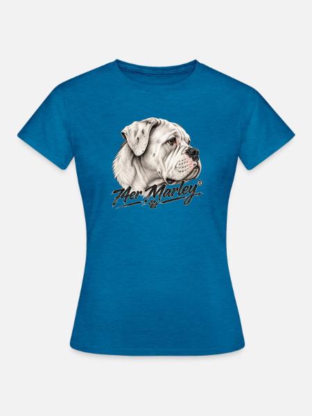 Bulldog Soul – 74er Marley® - Frauen T-Shirt - Antikblaues Saphir meliert