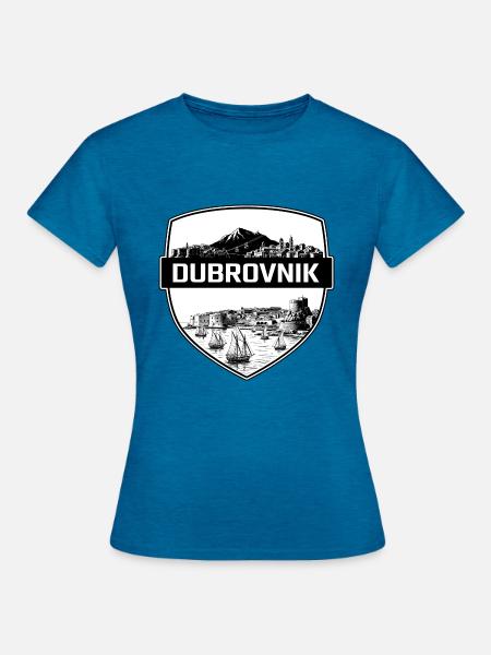 Dubrovnik Kroatien Schildwappen Altstadtgeschenk - Frauen T-Shirt - Antikblaues Saphir meliert