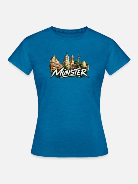 Münster Graffiti Monster - Frauen T-Shirt - Antikblaues Saphir meliert