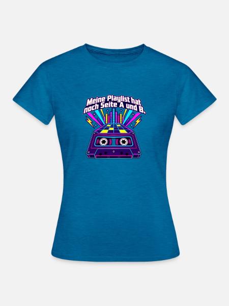 80er Musikfan Mixtape Kassette Nostalgie - Frauen T-Shirt - Antikblaues Saphir meliert
