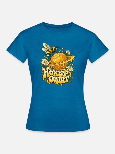 Honigplanet Biene Orbit - Frauen T-Shirt - Antikblaues Saphir meliert