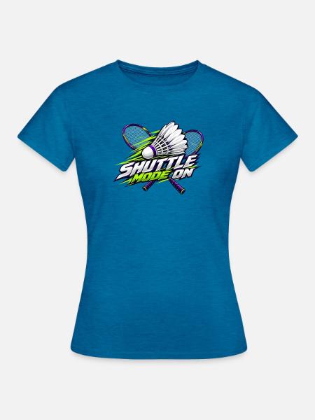 Shuttle-Modus an: Badminton - Frauen T-Shirt - Antikblaues Saphir meliert