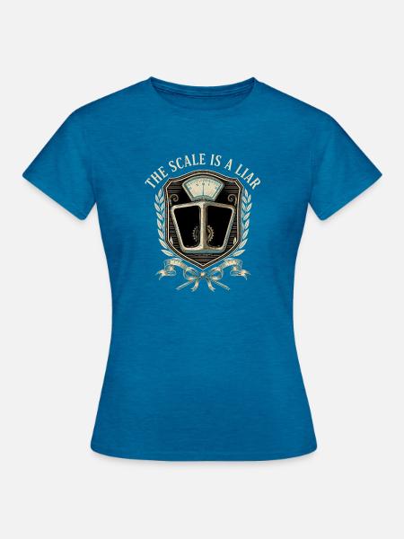 Gleichgewicht ist eine Lüge Schild - Frauen T-Shirt - Antikblaues Saphir meliert