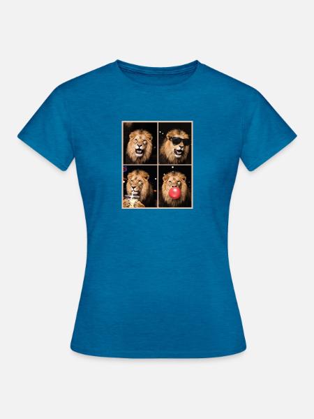 Löwen Löwe - Frauen T-Shirt - Antikblaues Saphir meliert