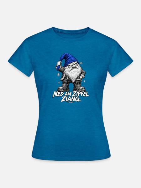 Weihnachtsgnom Zipfelmütze - Frauen T-Shirt - Antikblaues Saphir meliert