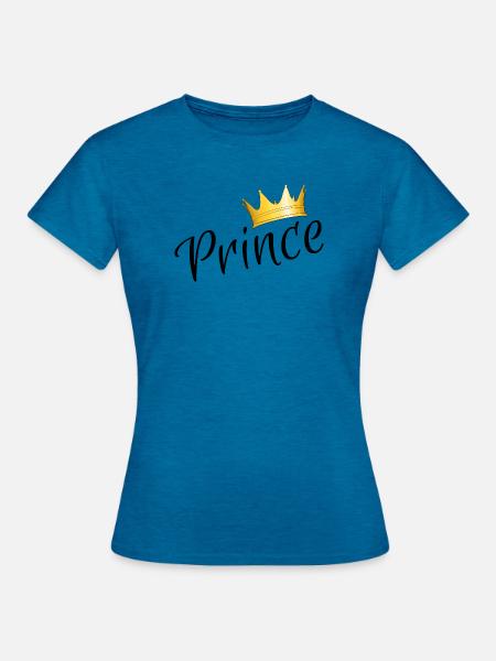 Prince - Prinz mit goldener Krone - Frauen T-Shirt - Antikblaues Saphir meliert