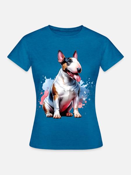 Bullterrier Geschenk - Frauen T-Shirt - Antikblaues Saphir meliert