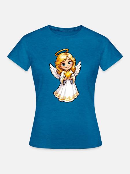 Himmlischer Sternenträger - Frauen T-Shirt - Antikblaues Saphir meliert