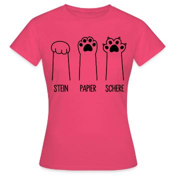 Stein Papier Schere Katze Pfote Spiel Katzenpfoten - Frauen T-Shirt - Azalea - Vorne - AI Model Female 172 dark (172cm)
