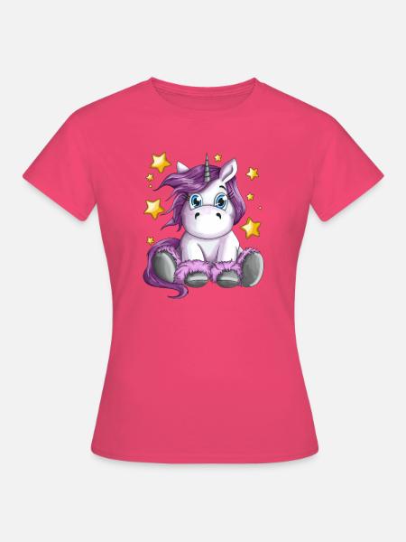 Flauschiges Einhorn mit Sterne Illustration Motiv - Frauen T-Shirt - Azalea