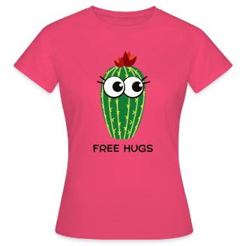 Câlins gratuits Cactus - T-shirt Femme - rose azalée - Devant - AI Model Female 172 dark (172cm)