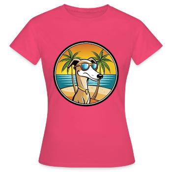 Old Croatian Sighthound Dog Breed Cartoon Beach - Women's T-Shirt - azalea - Front - AI Model Female 172 dark (172cm)