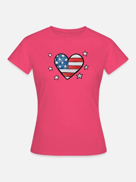 Patriotisches Sternen-und-Streifen-Herz - Frauen T-Shirt - Azalea