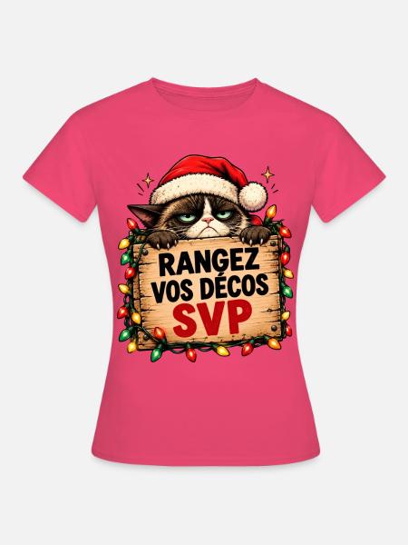 Katze Weihnachten hält Schild Bitte - Frauen T-Shirt - Azalea