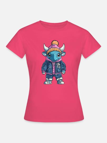 Stier mit Winterjacke und Mütze - Frauen T-Shirt - Azalea