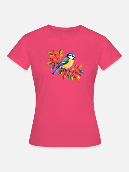 Blaumeise im bunten Herbst - Frauen T-Shirt - Azalea