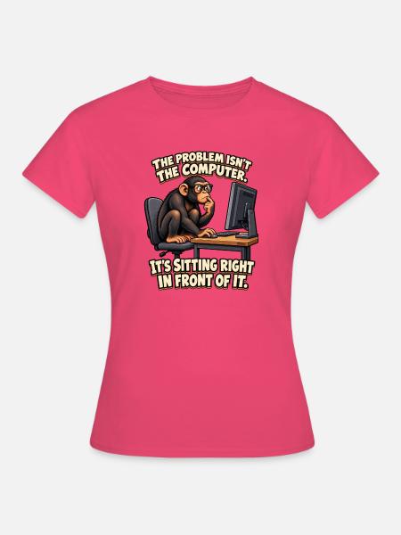 ODDROO – Computerproblem mit Nerd-Schimpanse - Frauen T-Shirt - Azalea