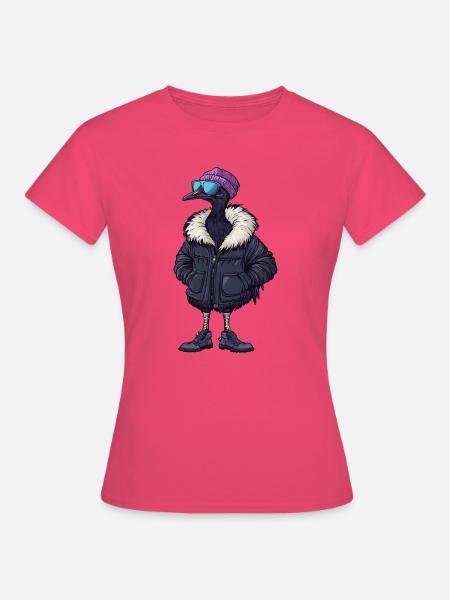 Rabe mit Winterjacke und Sonnenbrille - Frauen T-Shirt - Azalea