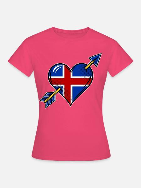 Island Flagge Herz mit Pfeil - Frauen T-Shirt - Azalea