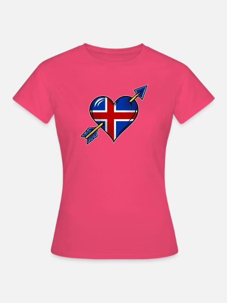 Island Flagge Herz mit Pfeil - Frauen T-Shirt - Azalea
