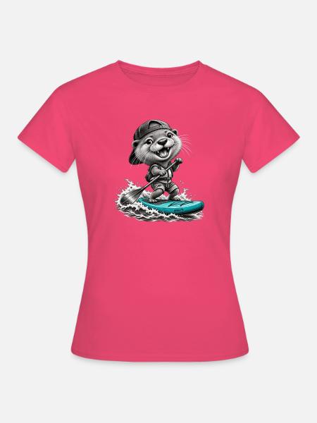 Standup-Otter Surfing - Frauen T-Shirt - Azalea