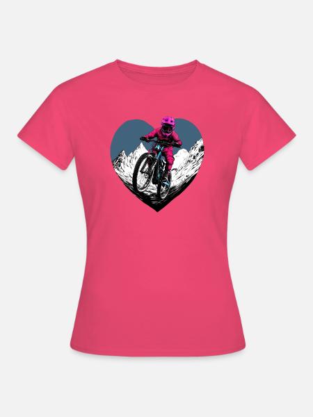 Love Bike / Mountainbiker Herz - Frauen T-Shirt - Azalea
