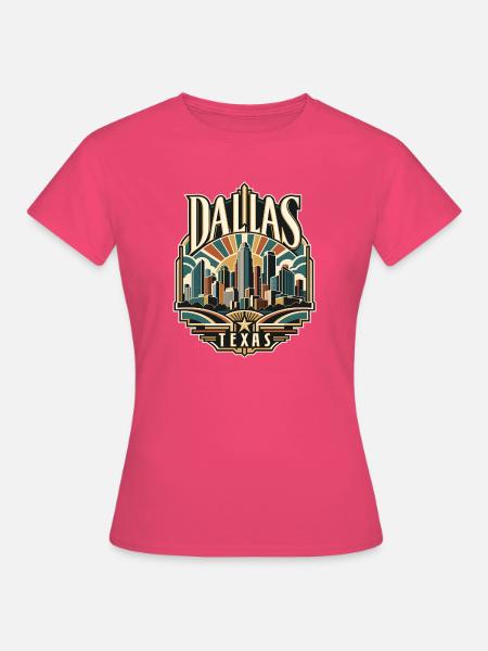 Dallas Skyline Retro Texas - Frauen T-Shirt - Azalea