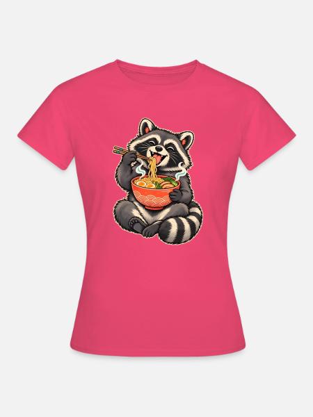 Süßer Waschbär mit Ramen und Essstäbchen - Frauen T-Shirt - Azalea