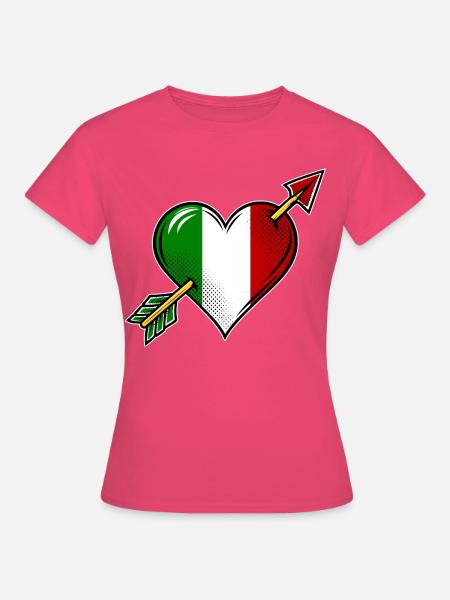 Italien Flagge Herz mit Pfeil - Frauen T-Shirt - Azalea