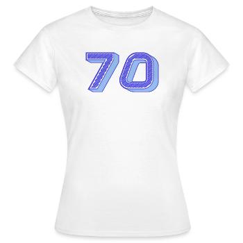 70. 70 ANS. 70e ANNIVERSAIRE. ANNIVERSAIRE 70 ANS. - T-shirt Femme - blanc - Devant - AI Model Female 172 dark (172cm)