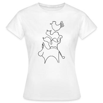 Bremer Stadtmusikanten Linien - Frauen T-Shirt - Weiß - Vorne - AI Model Female 172 dark (172cm)