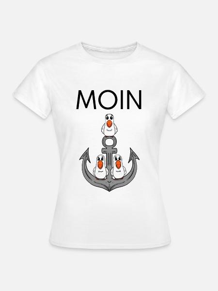 Anker Möwe Seemöwe Moin Nordsee - Frauen T-Shirt - Weiß