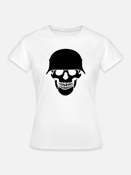 Schädelhelm / Schädelperlen - Frauen T-Shirt - Weiß