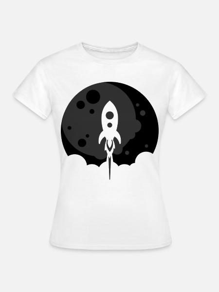 Rocket to the Moon - Schwarz - Frauen T-Shirt - Weiß