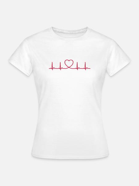 Ligne ECG du battement cardiaque Vecteur d’ondes d’impulsion médicale - T-shirt Femme - blanc