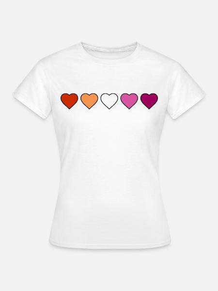 Lesbisch Lesbe Lesben Herzen - Frauen T-Shirt - Weiß