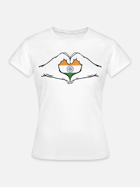 Indien Flagge Herzform - Frauen T-Shirt - Weiß